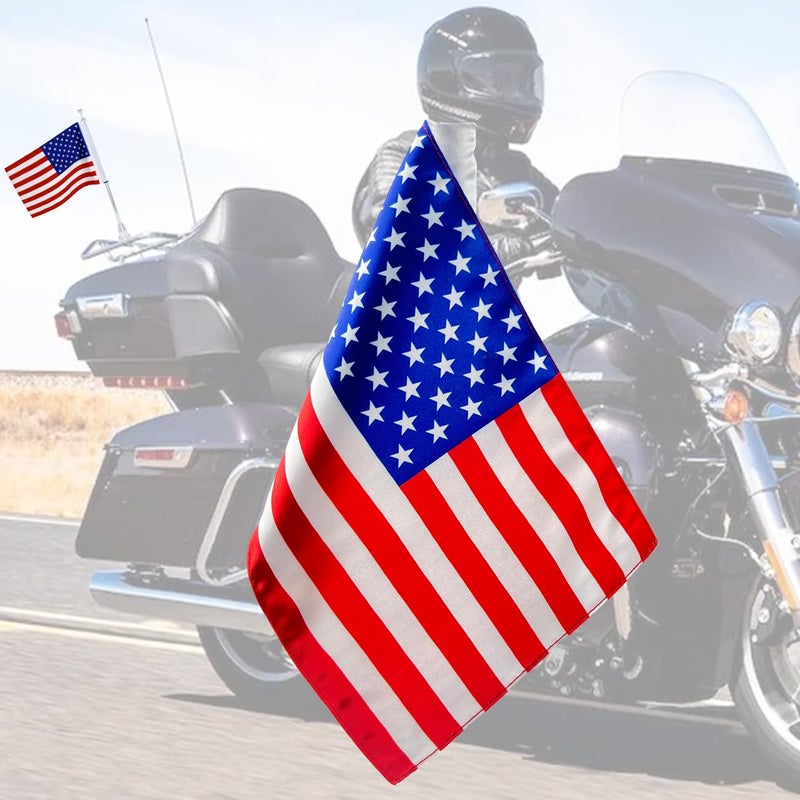 ROMASO Motorcycle Flag 6x9 Motorcycle American Flag 6" x 9" Replacement Motorcycle US Flag Double Sided Sewing UV Coated Mini Flag - Image 2